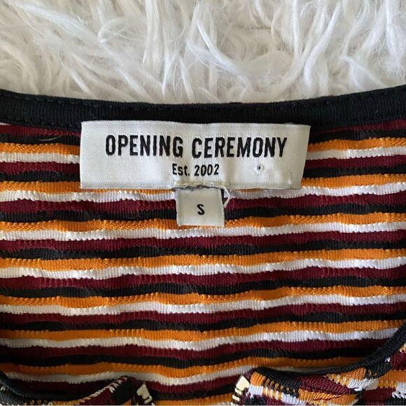 Opening Ceremony Lotus Check Stretch Flounce-Hem Dress Size S - Picture 7 of 9